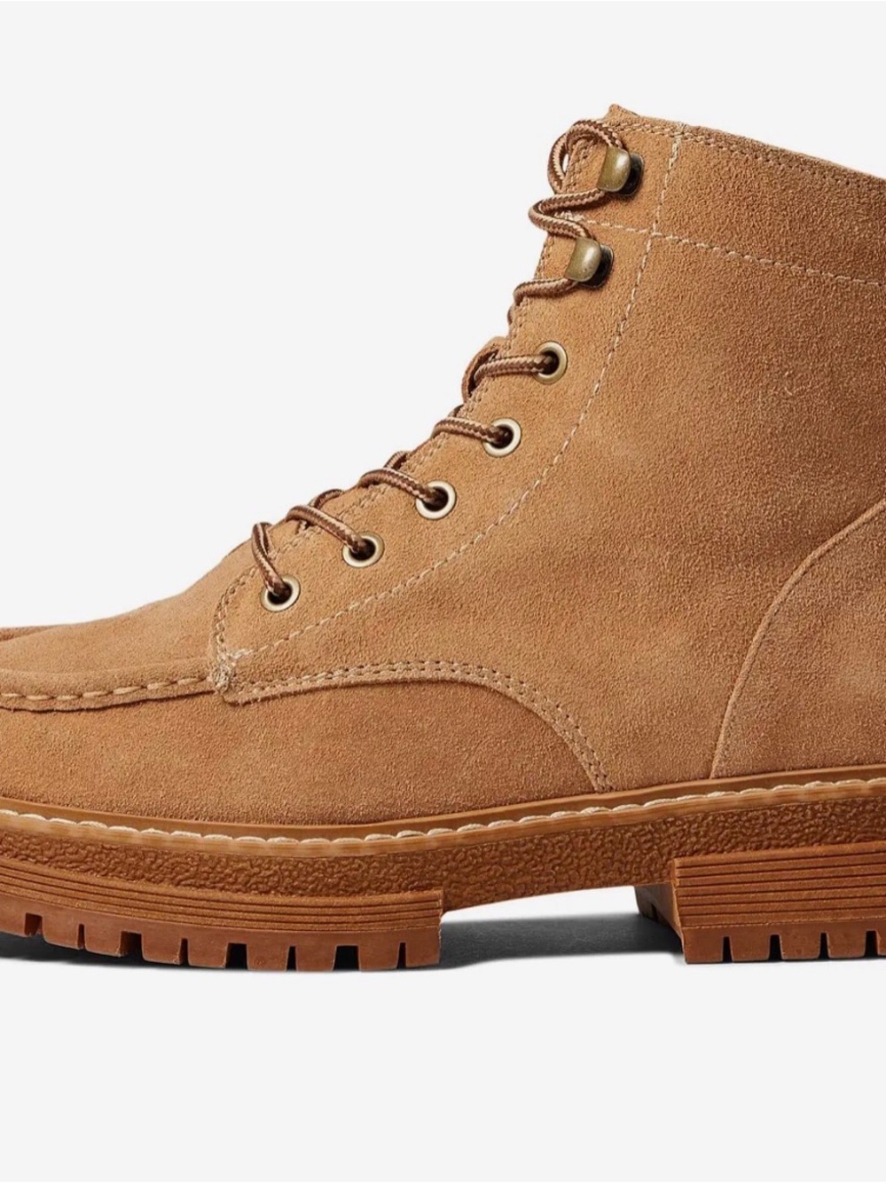 Roxy Tan Lace-Up Suede Work It Hiking Ankle Boots - Picture 6 of 16
